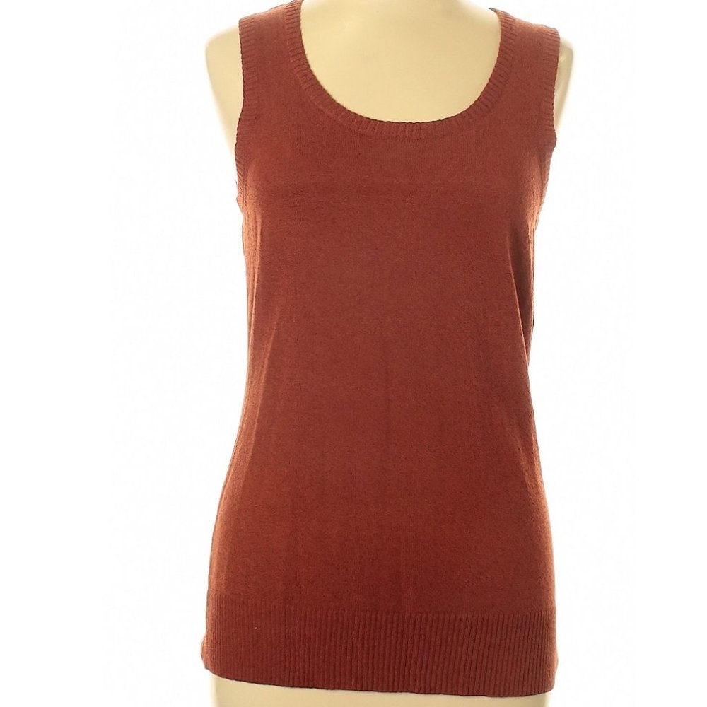 Judith Hart, Pullover sleeveless sweater, Large, rust color